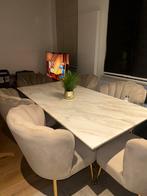 Table marbré avec 6 chaises beige, Huis en Inrichting, Woonaccessoires | Thermometers, Ophalen, Nieuw