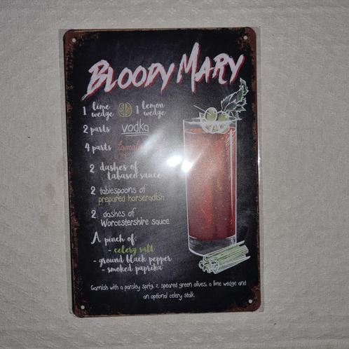 Bordje COCKTAIL Bloody Mary 20cmx30cm, Verzamelen, Merken en Reclamevoorwerpen, Nieuw, Reclamebord, Ophalen of Verzenden