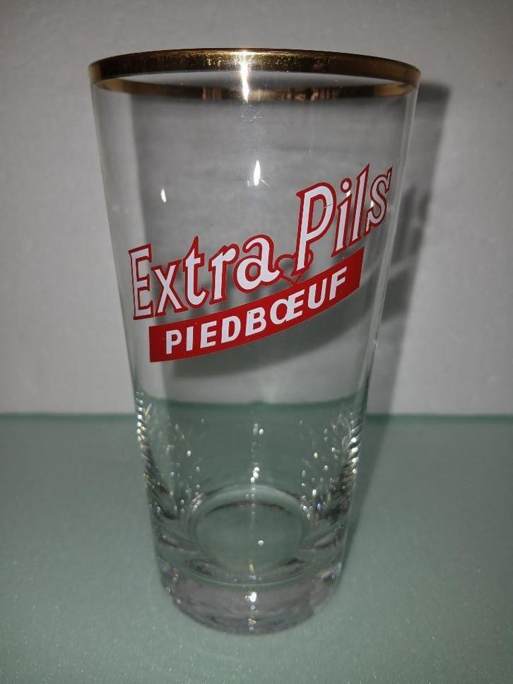 Oud PIEDBOEUF EXTRA-PILS bekerglas van 33 cl, Verzamelen, Biermerken, Zo goed als nieuw, Glas of Glazen, Jupiler, Ophalen of Verzenden