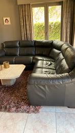 Confortabel hoeksalon in bruin leder ., Huis en Inrichting, Ophalen, Gebruikt