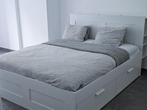 Bed IKEA BRIMNES 160x200, Huis en Inrichting, Slaapkamer | Bedden, Ophalen, Wit, Steigerhout, Tweepersoons