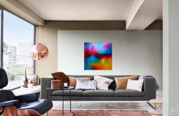 Giclée op acryldoek met kleurrijke abstracte lijst 80x80 cm beschikbaar voor biedingen