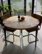 Eettafel 110cm behandeld OSB TIPTOE poten, Ophalen, 100 tot 150 cm, Rond, Scandinavisch
