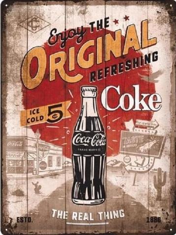 Reclamebord vintage Coca Cola (2) - mancave poolhouse nieuw beschikbaar voor biedingen