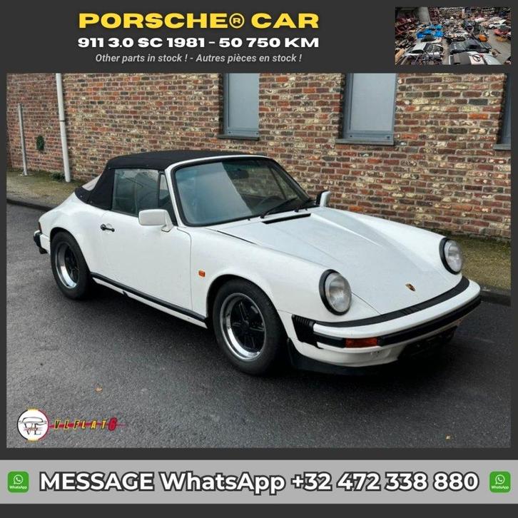 Porsche 911 3.0 SC Cabriolet (02/1981) – 50 750 km, Autos, Porsche, Particulier, Achat, Essence, Cabriolet, 2 portes, Boîte manuelle