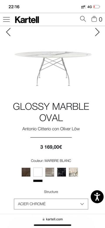 Kartell Glossy Marble blanc ovale 