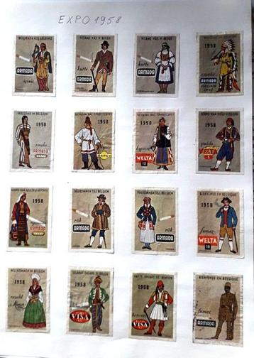 Lot van 84 etiketten lucifersdoosjes - Expo58 klederdrachten beschikbaar voor biedingen