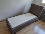 boxspring BEKA + MATRAS TEMPUR 90 CM KOP + VOET VERSTELBAAR, Grijs, 90 cm, Gebruikt, Eenpersoons