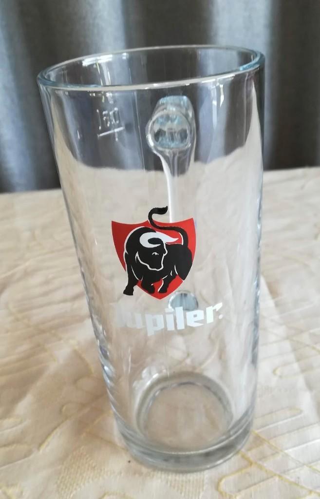 Groot glas Jupiler 0,5 liter, Verzamelen, Glas en Drinkglazen, Nieuw, Bierglas, Ophalen of Verzenden