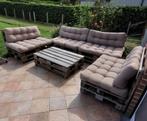 Te koop houten terras behandeld en gelakt met deze kussens, Tuin en Terras, Ophalen, Hout