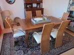 Te koop: antieke tafel & 6 rieten stoelen, Antiek en Kunst, Antiek | Meubels | Tafels, Ophalen