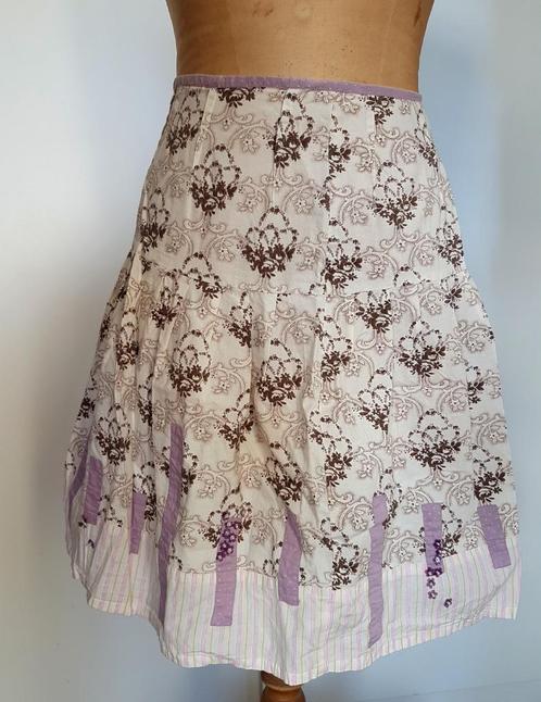 RUTZOU - Jolie jupe évasée, fleurs en perles - T.36, Kleding | Dames, Rokken, Gedragen, Maat 36 (S), Beige, Ophalen of Verzenden