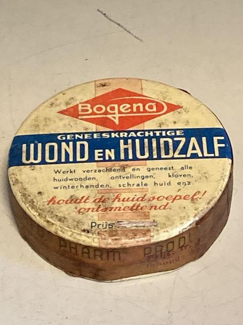 Vintage blik Bogena geneeskrachtige wond en huidzalf, Verzamelen, Blikken, Gebruikt, Overige, Overige merken, Ophalen of Verzenden