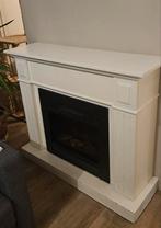 Voorzet schouw wit met elektrische haard, Huis en Inrichting, Haarden, Ophalen, Zo goed als nieuw, Elektrische haard