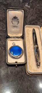 Zilver en emaille liefdes hanger BORIS KARLOFF FRANKENSTEIN, Antiek en Kunst, Antiek | Zilver en Goud, Ophalen of Verzenden, Zilver