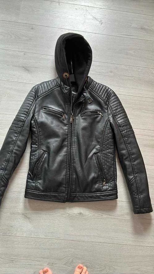 Prachtige zwarte lederen jas, Kinderen en Baby's, Kinderkleding | Maat 170, Nieuw, Jongen, Jas, Ophalen of Verzenden