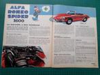 Alfa Roméo spider 1600 - article illustré - 1967, Collections, Personnages de BD, Autres types, Autres personnages, Utilisé, Enlèvement ou Envoi
