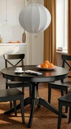 Zwarte houten uitschuifbare ronde tafel, Ophalen, Zo goed als nieuw, Hout