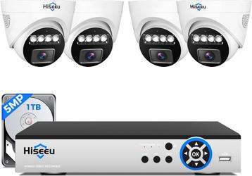 HISEEU 5MP 8ch (4 st) AHD CCTV Dome Beveiligingscamera Set.