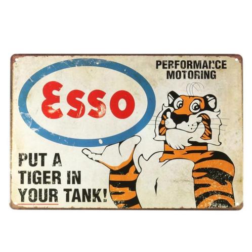 Plaque murale en métal avec publicité rétro pour Esso, Collections, Marques & Objets publicitaires, Comme neuf, Panneau publicitaire