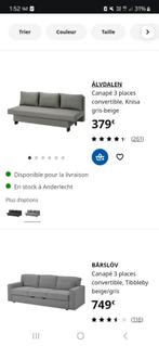 Canapé  Ikea convertible, Trois personnes, Banc droit, Comme neuf, Enlèvement