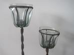magnifiques lanternes jardin artisanales, ferronnerie, verre, Comme neuf, 25 à 50 cm, Chandelier, Enlèvement ou Envoi