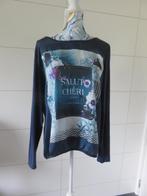 Blauwe dames blouse met motief - Maat 46 - Bel&Bo, Blauw, Ophalen of Verzenden, Zo goed als nieuw, Maat 46/48 (XL) of groter