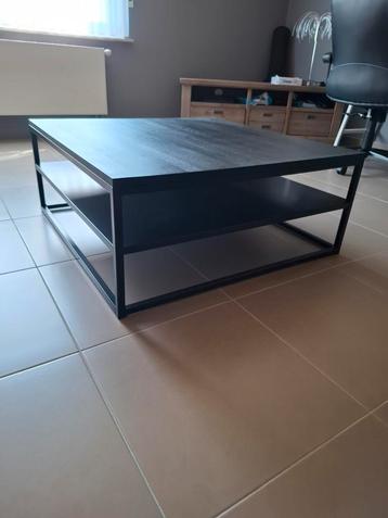 Salontafel metaal met houten werkblad, Ophalen, Zo goed als nieuw, Metaal