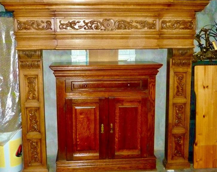 Eiken schouwmantel ANTIEK, Huis en Inrichting, Haarden, Gebruikt, Overige soorten, Ophalen