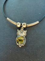 zwarte halsketting collier met klein hangertje uil, Handtassen en Accessoires, Kettingen, Overige materialen, Overige kleuren