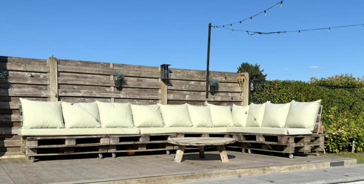 Loungehoek op palletten met kussens, Tuin en Terras, Tuinsets en Loungesets, Ophalen
