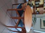 Set vintage tafel en 4 stoelen, Huis en Inrichting, Ophalen, 100 tot 150 cm, Rond, Zo goed als nieuw