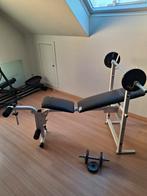 Halterbank + gewichten, Sport en Fitness, Ophalen