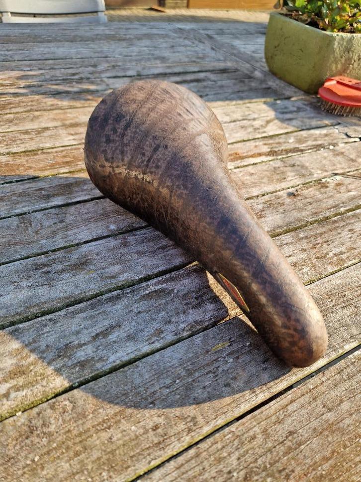 Zadel San Marco Rolls vintage bruin leer, Fietsen en Brommers, Fietsonderdelen, Gebruikt, Racefiets, Zadel, Ophalen of Verzenden