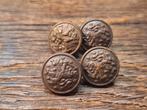 4 oude koperen knopen van Belgische strijdkrachten,begin1900, Enlèvement ou Envoi, Armée de terre, Vêtements ou Chaussures