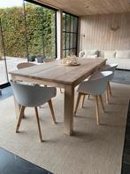 Eettafel teak met 6 kuipstoelen, Huis en Inrichting, Complete eetkamers, Ophalen, Gebruikt