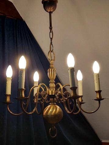Lustre chandelier, 6 branches, en laiton et bronze beschikbaar voor biedingen