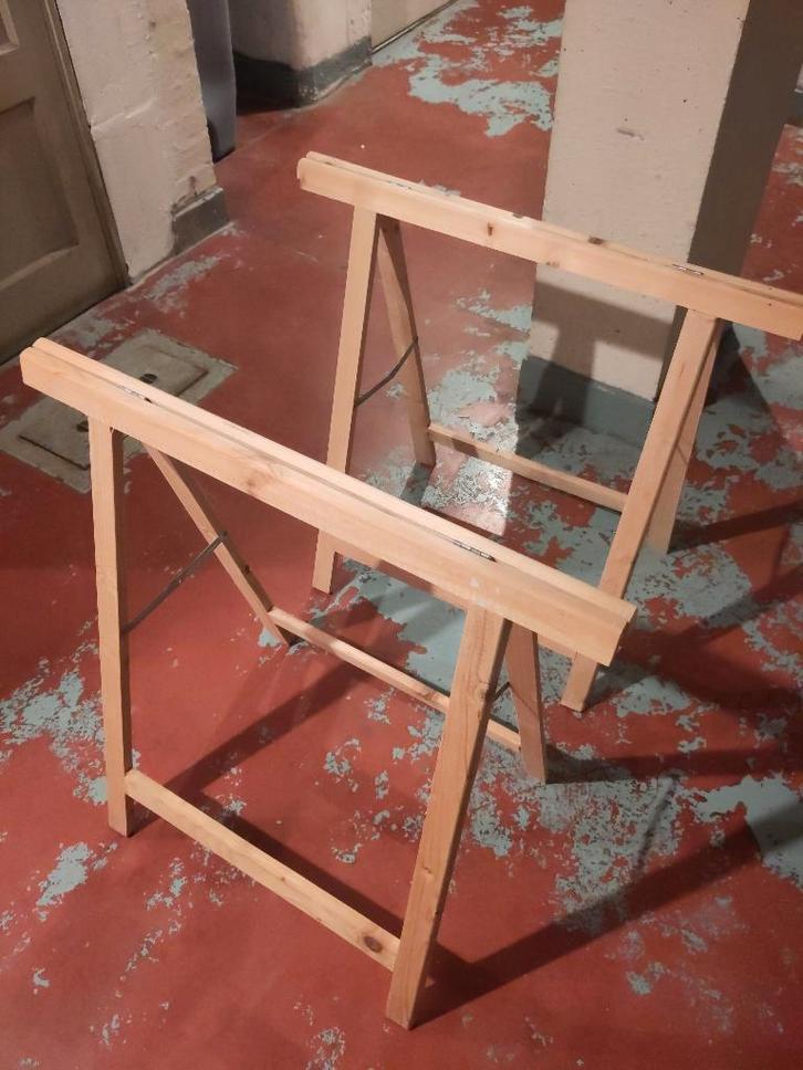 Boomschragen x2, Doe-het-zelf en Bouw, Werkbanken, Zo goed als nieuw, 70 tot 120 cm, Inklapbaar, Ophalen