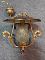 Vintage messing glazen hanglamp., Ophalen