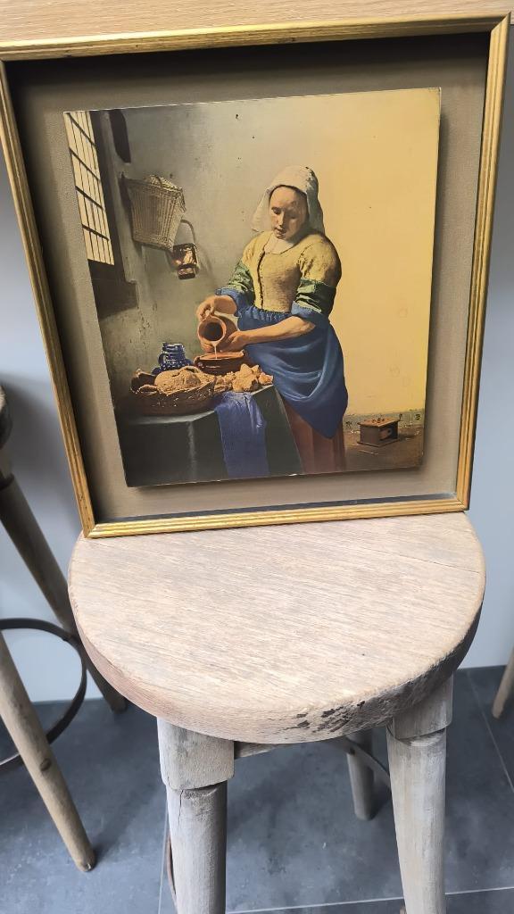 Vermeer – De Keukenmeid / Het Melkmeisje (ingelijste reprodu, Verzamelen, Overige Verzamelen, Zo goed als nieuw, Ophalen