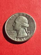 1951 D USA quarter dollar in zilver Washington Denver, Zilver, Losse munt, Verzenden, Noord-Amerika