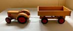 Houten tractor met  aanhangwagen Vintage, Ophalen, Gebruikt