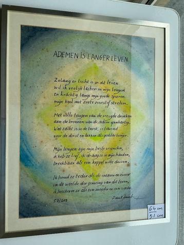 mooi gedicht van Paul Snoek in kader van 64 cm op 51 cm beschikbaar voor biedingen