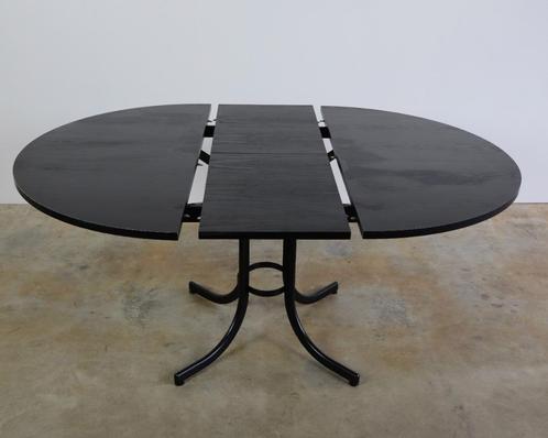 Vintage uitschuifbare ronde eettafel kleur zwart ø120cm -160, Antiek en Kunst, Antiek | Meubels | Tafels, Ophalen