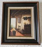 Schilderij 'De achterdeur' met lijst, Antiek en Kunst, Ophalen