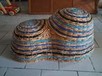 Pouf osier et bleu, Osier ou Rotin, Comme neuf, Enlèvement, 75 à 100 cm