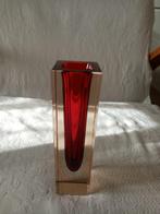 Vierkante Murano Sommerso glazen vaas jaren 70 (15,2cm), Antiek en Kunst, Antiek | Glaswerk en Kristal, Ophalen of Verzenden