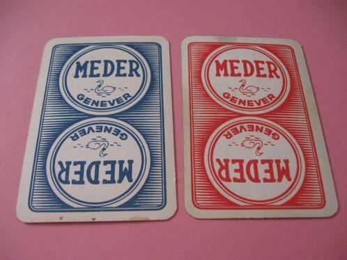 2 losse oude speelkaarten Meder genever (127), Collections, Cartes à jouer, Jokers & Jeux des sept familles, Utilisé, Carte(s) à jouer