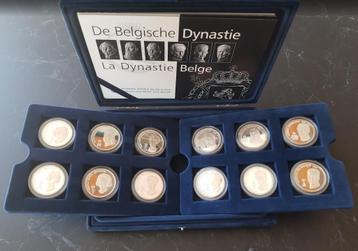 De Belgische Dynastie, 12 Zilveren munten 0.925 beschikbaar voor biedingen