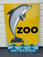 Emaille bord ZOO Antwerpen dolfijn 1969, Ophalen, Gebruikt, Reclamebord